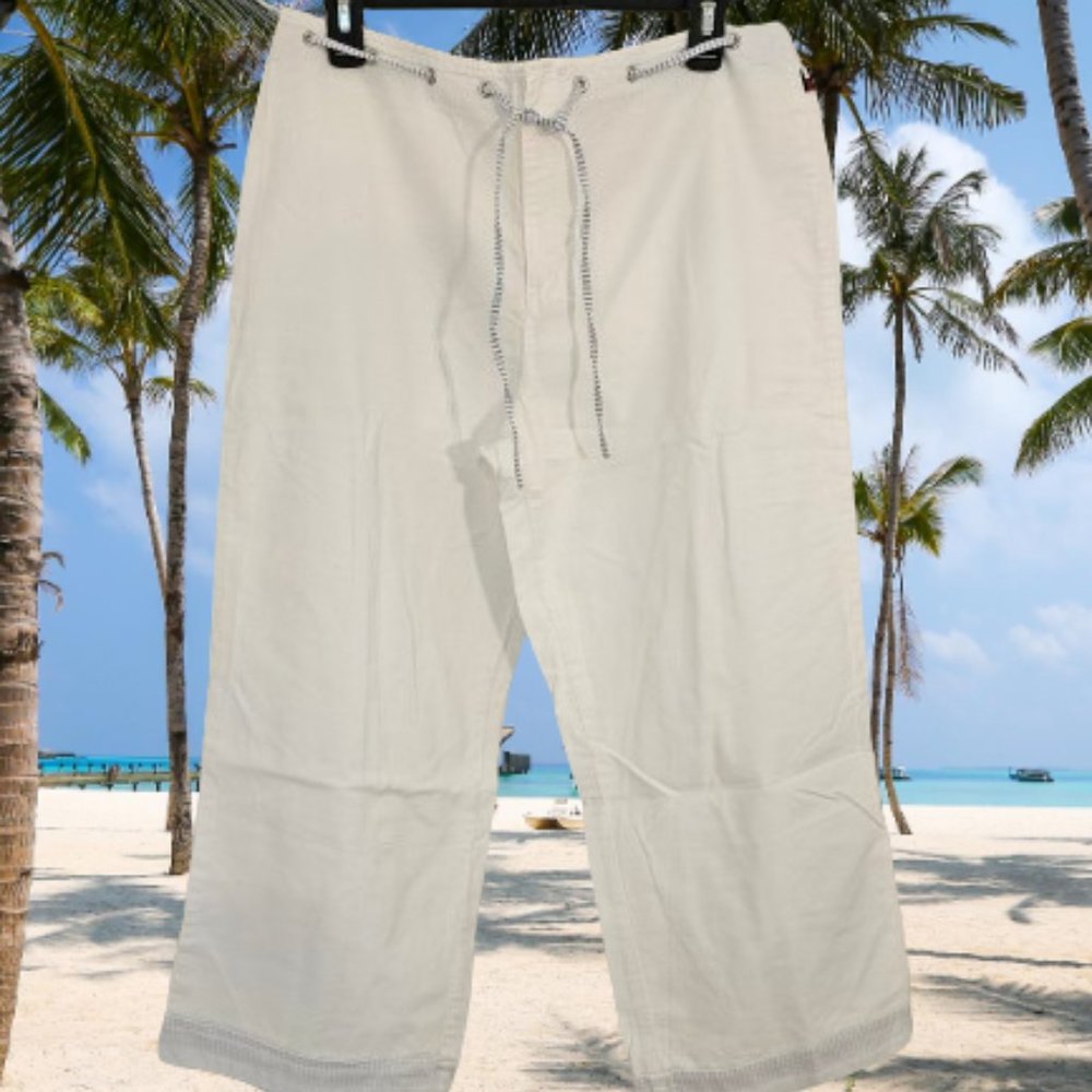 TOMMY HILFIGER SWIM DRAW STRING WOMEN ANKLE LENGTH LIGHT SOFT PANTS - SIZE M